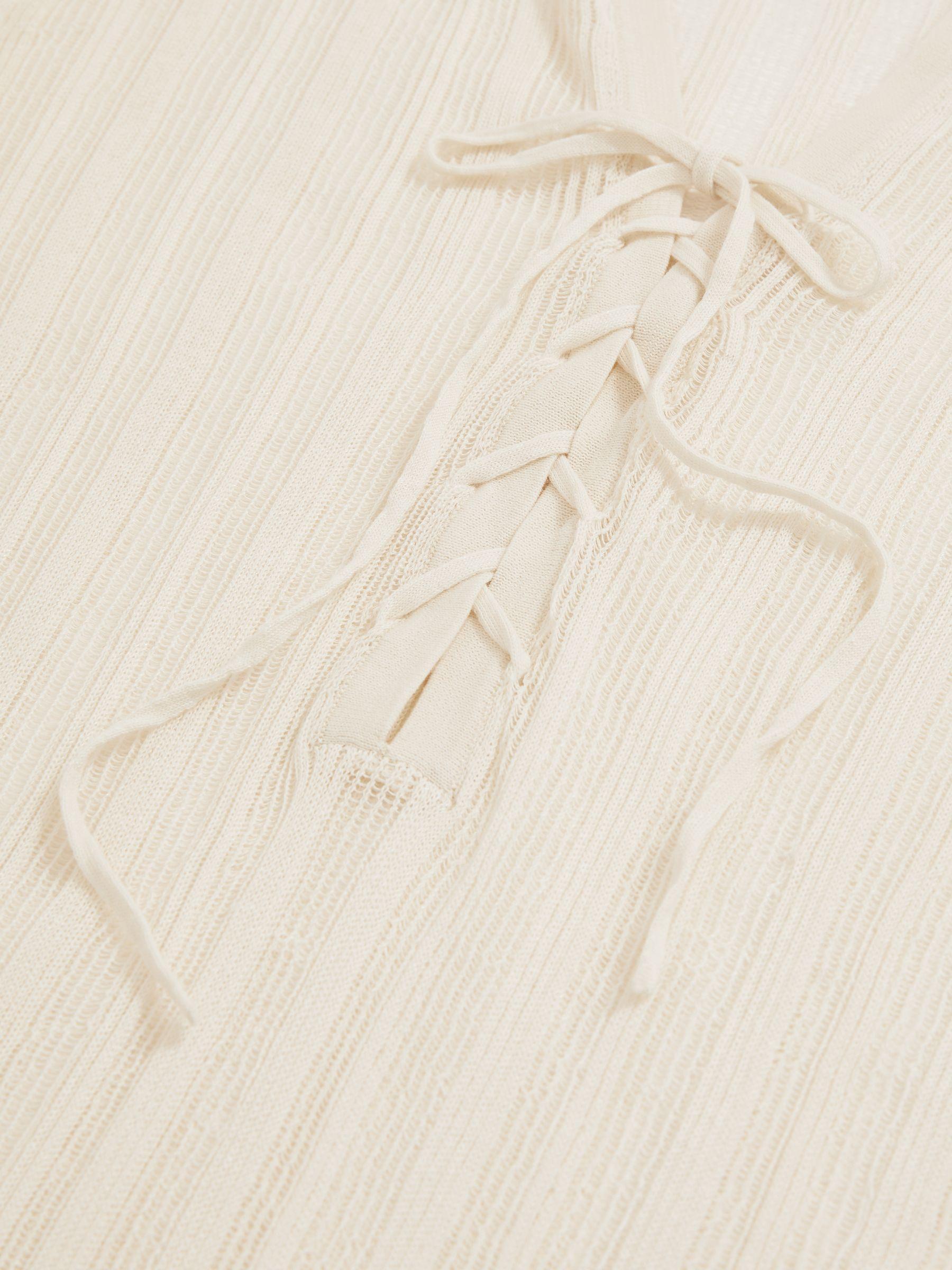 Knitted Beach Cover-Up Top in Cream Product Image