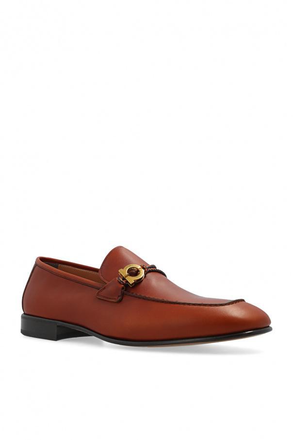 FERRAGAMO Buckle-detail Leather Loafers In Brown Product Image