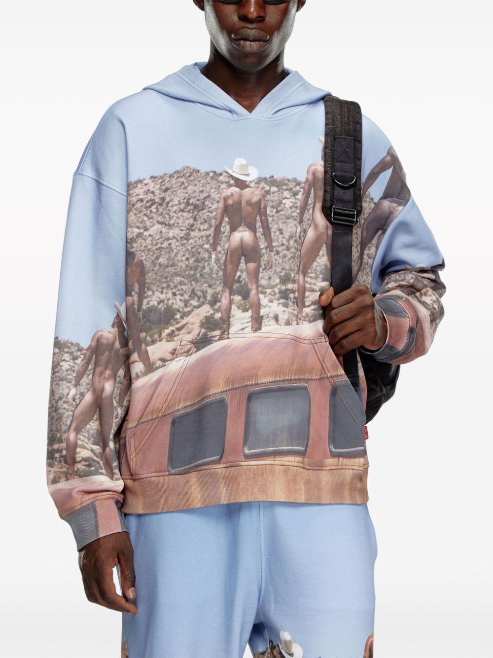 x ToFF photograph-print organic cotton hoodie Product Image