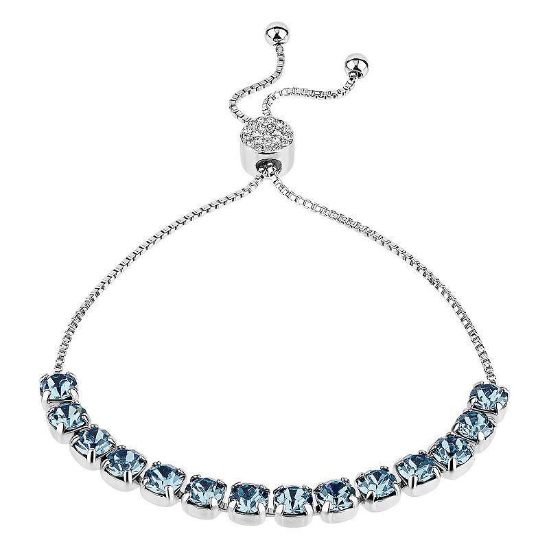 Brilliance Crystal Row Adjustable Bracelet, Women's, Size: 7/8", Light Blue Product Image