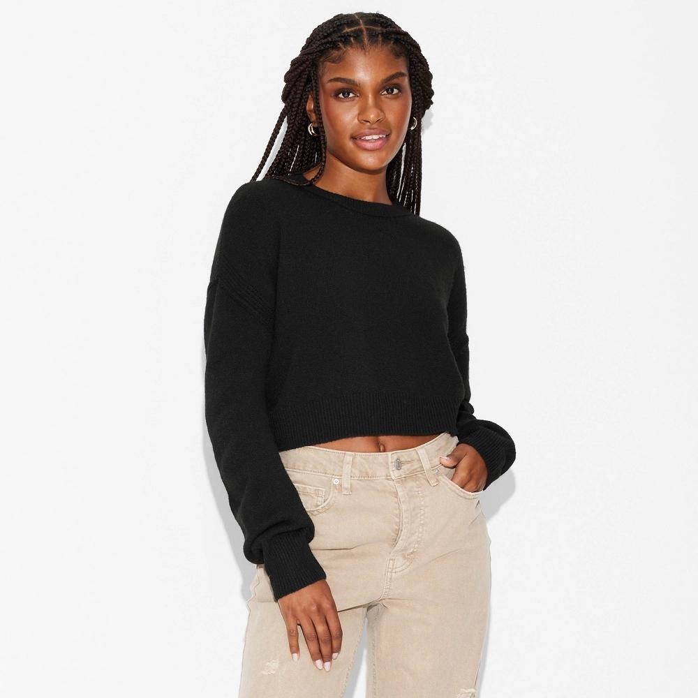 Womens Crewneck Value Pullover Sweater - Wild Fable Black XS Product Image