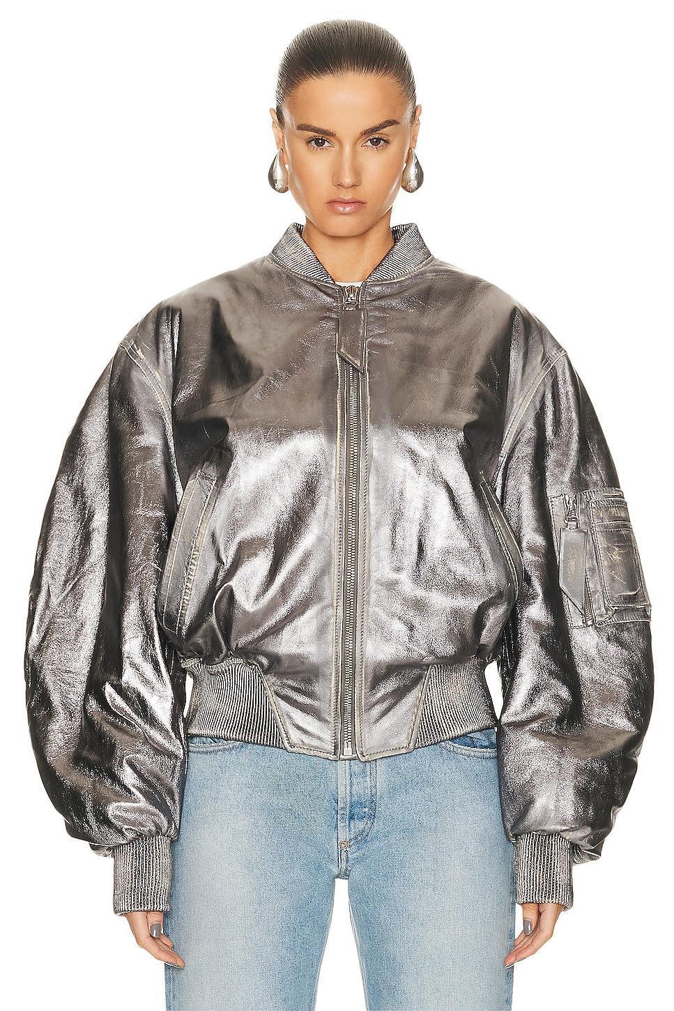 THE ATTICO Mirror Leather Jacket in Metallic Product Image