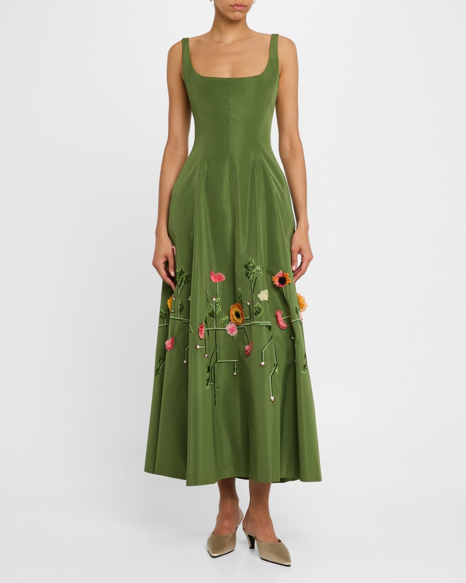 Floral Embroidered Sleeveless Midi Dress Product Image