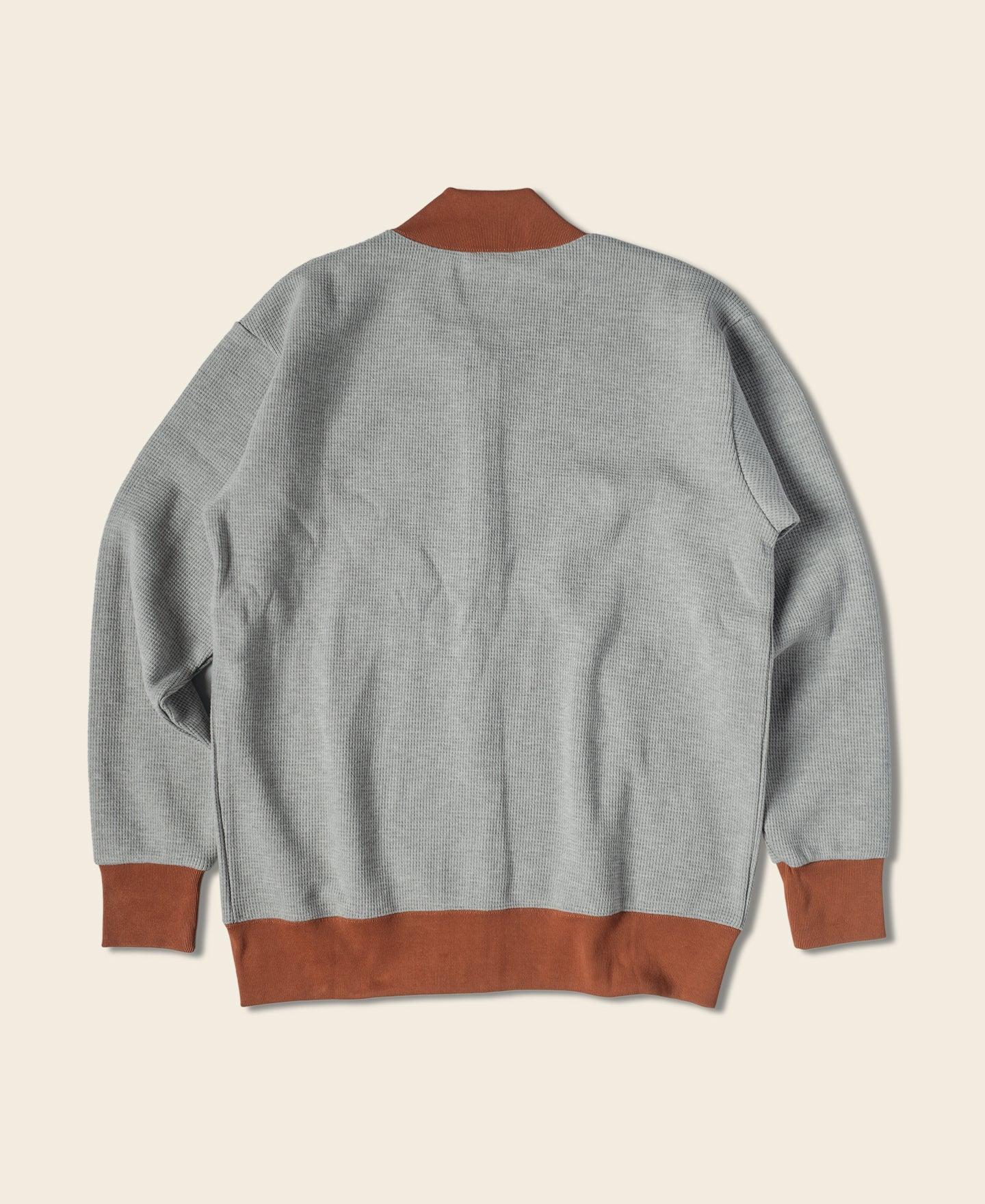Waffle Cotton Full-Zip Track Jacket - Gray Product Image
