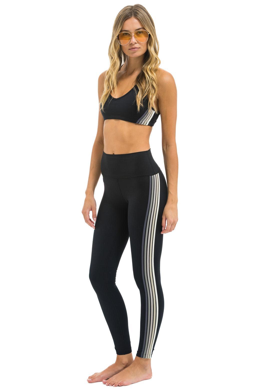 FULL LENGTH HI-RISE 5 STRIPE LEGGINGS - BLACK // SMOKE Female Product Image