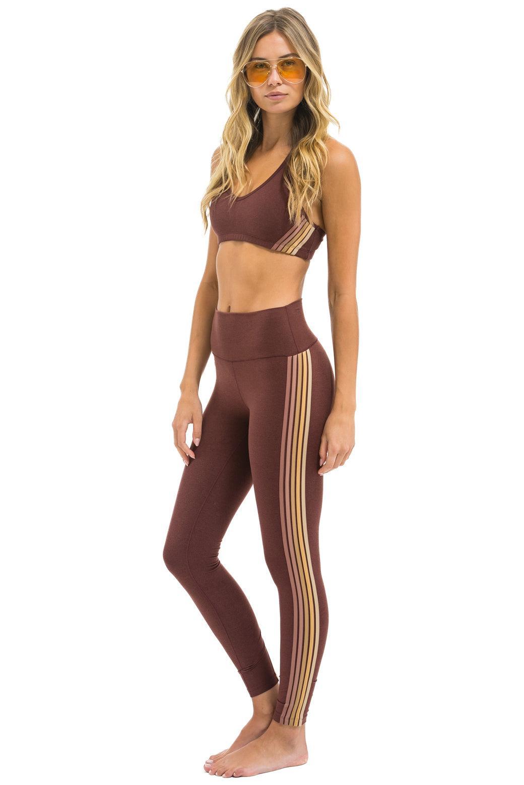 FULL LENGTH HI-RISE 5 STRIPE LEGGINGS - MOCHA Female Product Image