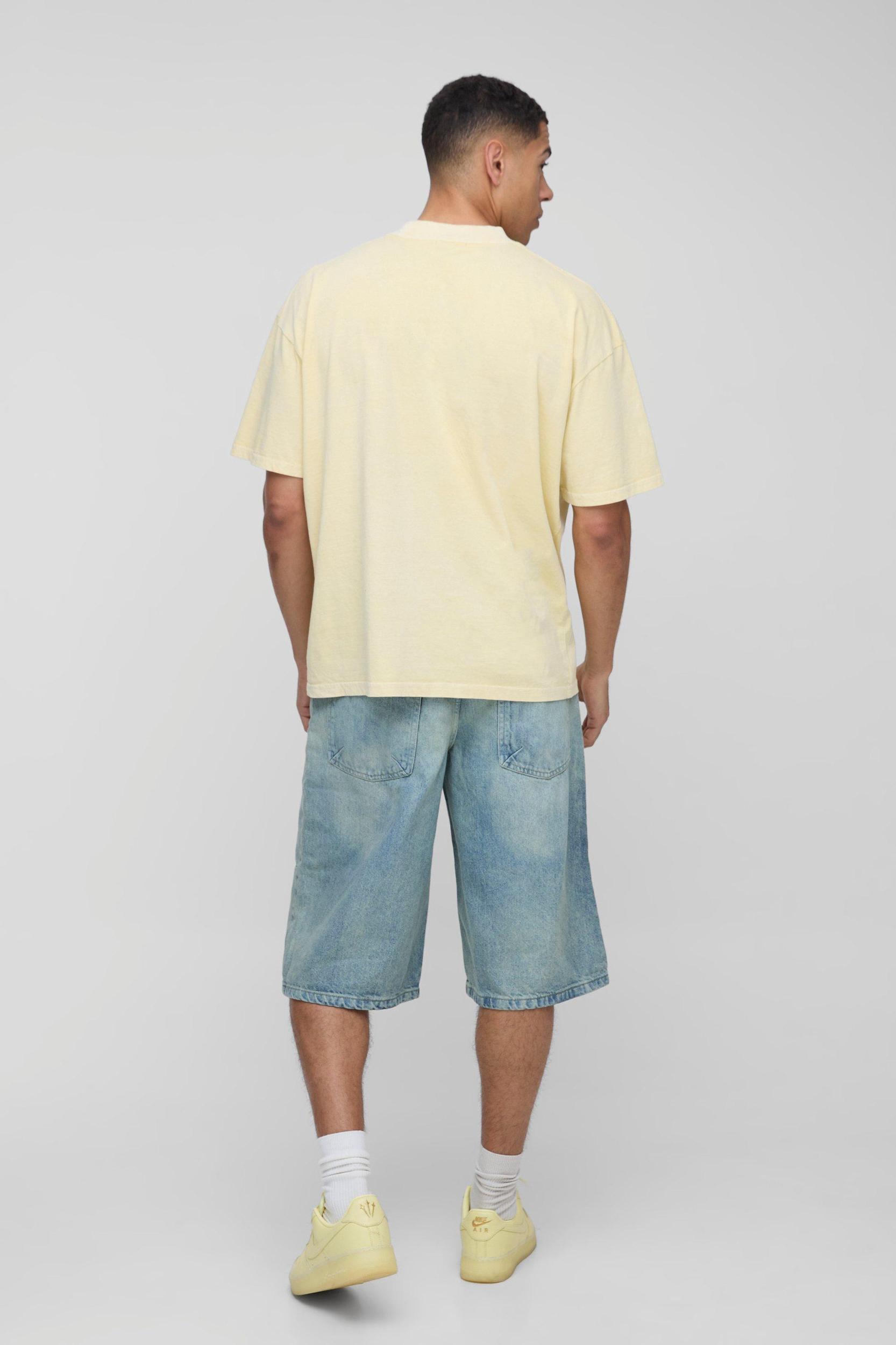 Oversized Extended Neck Washed Man Palm Graphic T-Shirt | boohooMAN USA Product Image