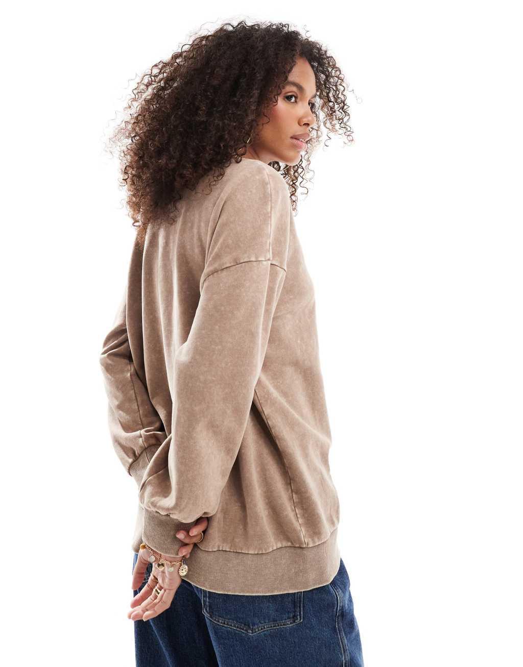 Miss Selfridge oversized acid wash sweatshirt in ginger snap Product Image