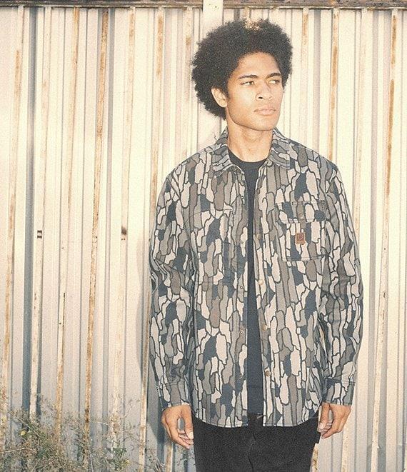 Brixton Builders Camouflage Printed Long Sleeve Canvas Overshirt Product Image