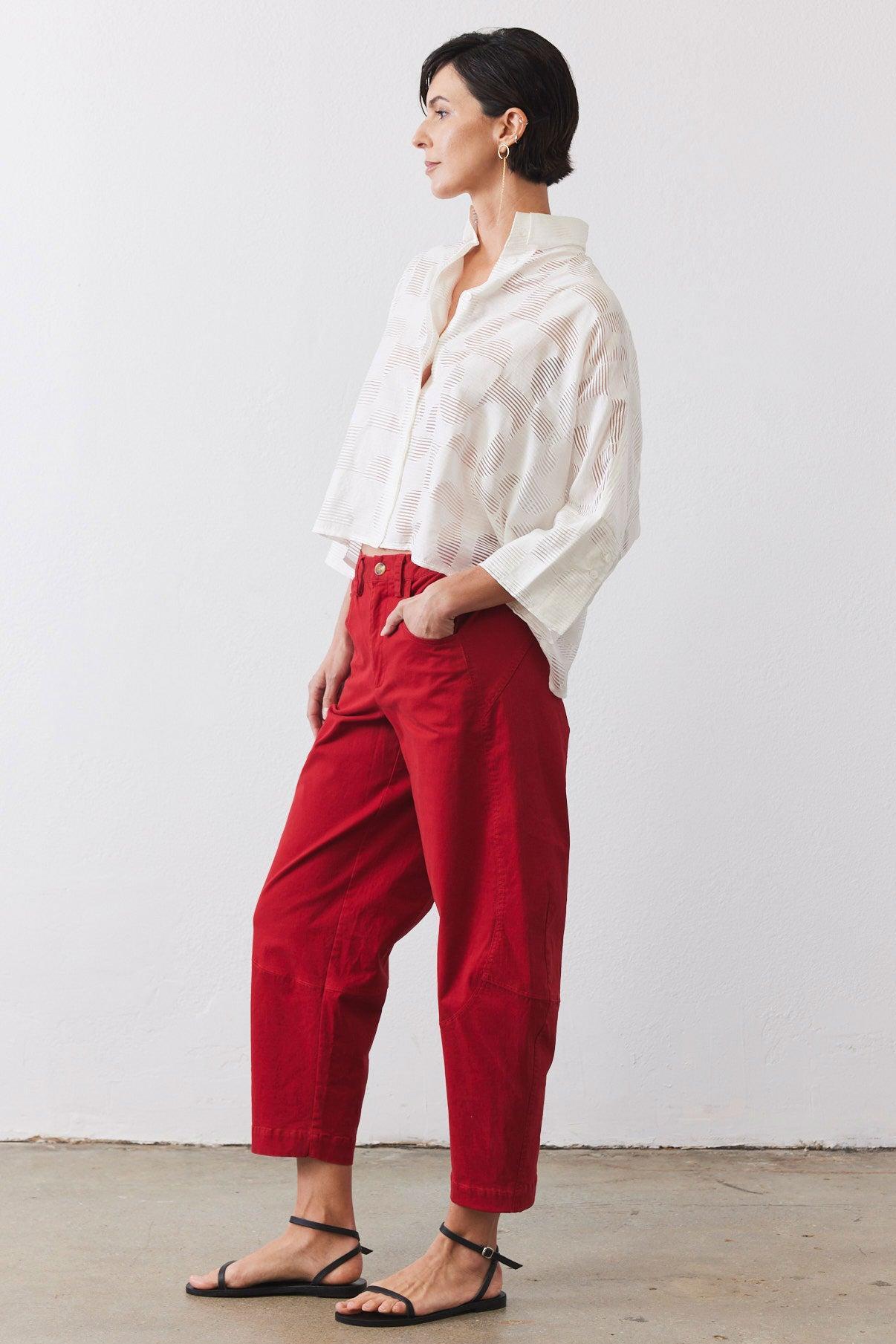 Oversized Geo Sheer Cropped Blouse Product Image