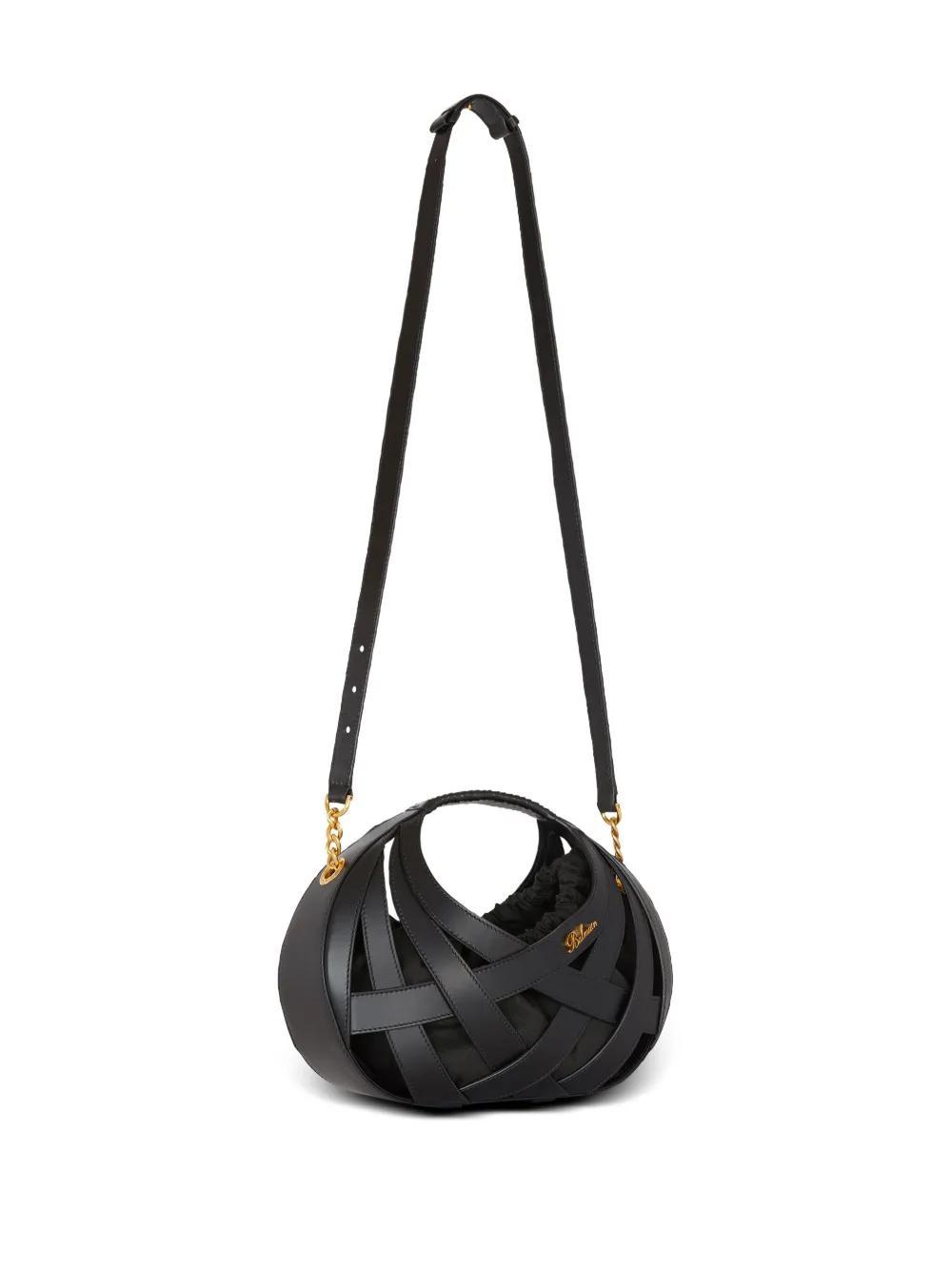 basketweave leather tote bag Product Image