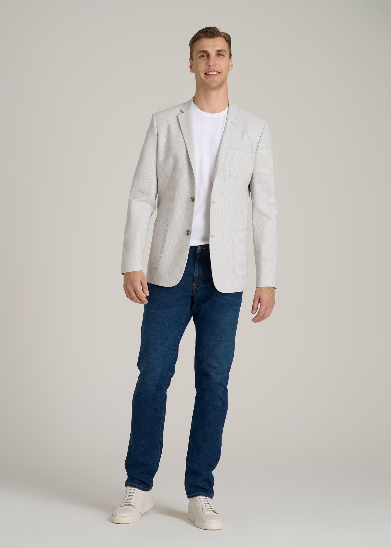Men's Tall Core Blazer in Light Grey Houndstooth Product Image