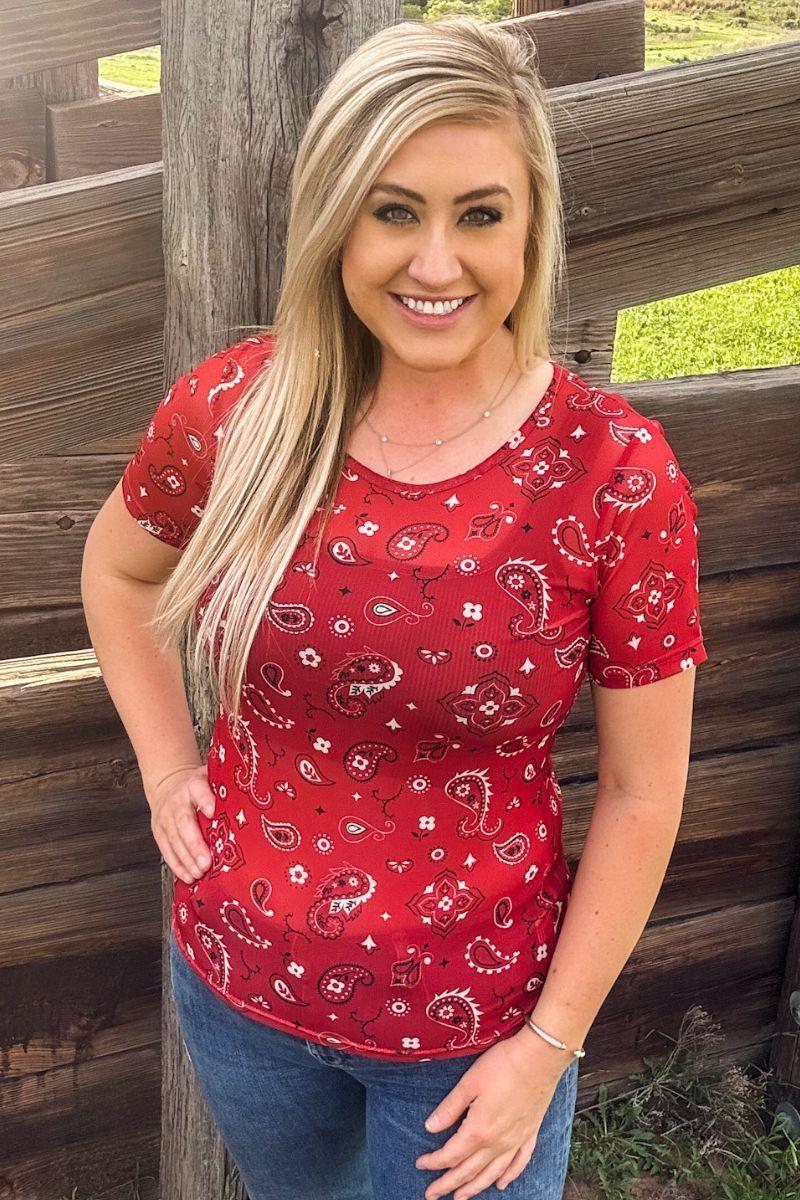 Sterling Kreek Bandana Babe Short Sleeve Mesh Top Product Image
