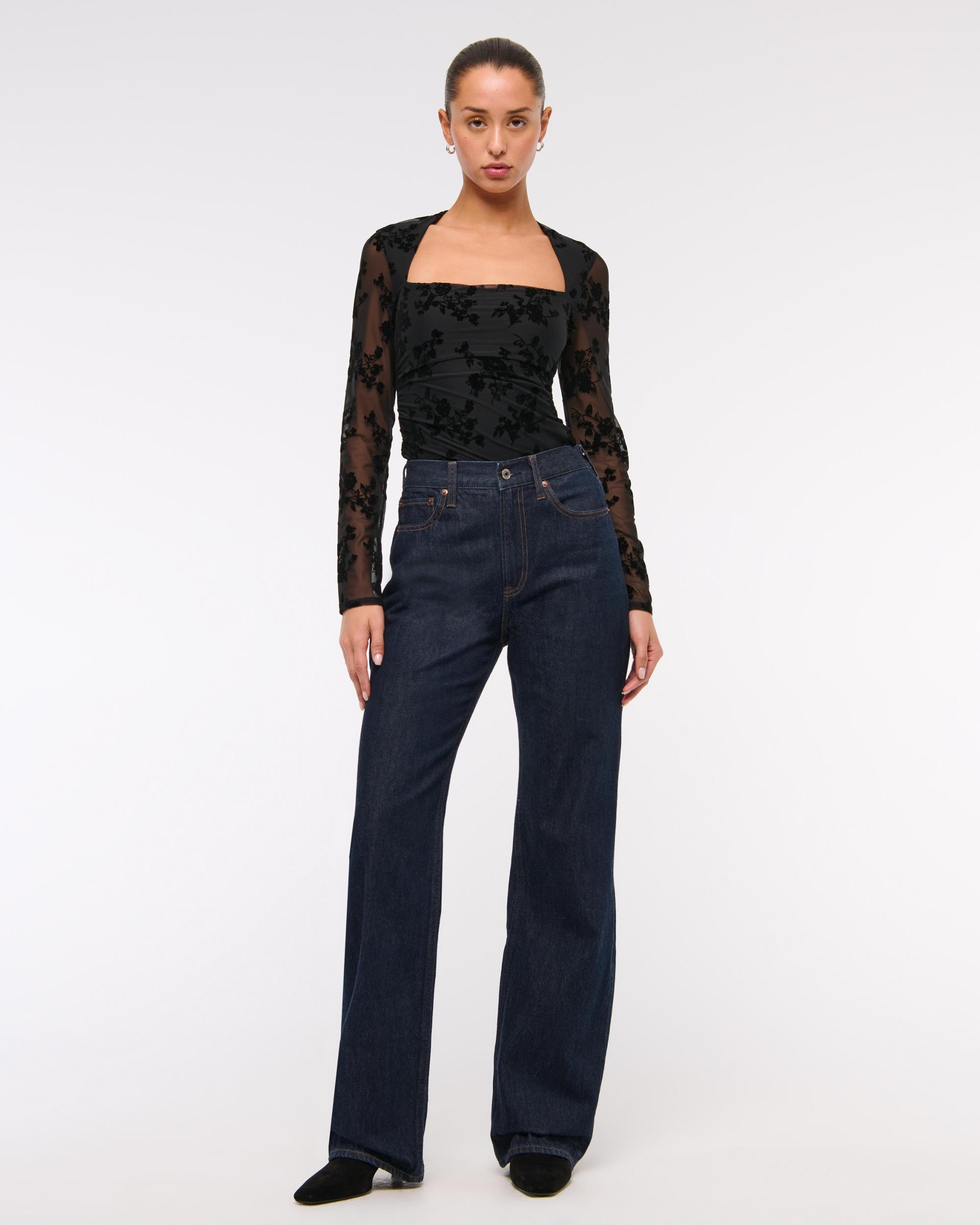 The A&F Ava Long-Sleeve Mesh Top Product Image