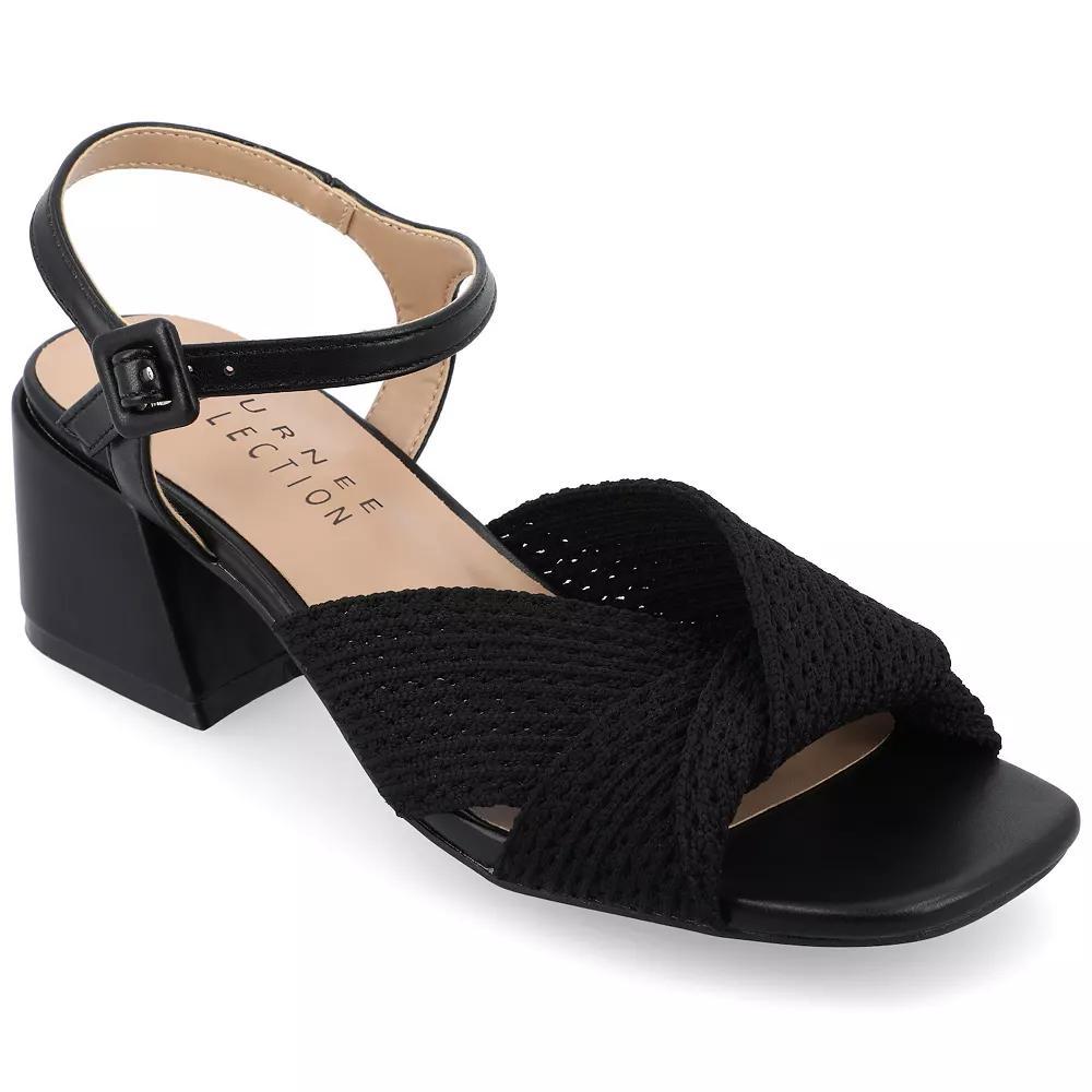 Journee Zerlina Women's Tru Comfort Foam Knit Block Heel Sandals, Size: 9, Black Product Image