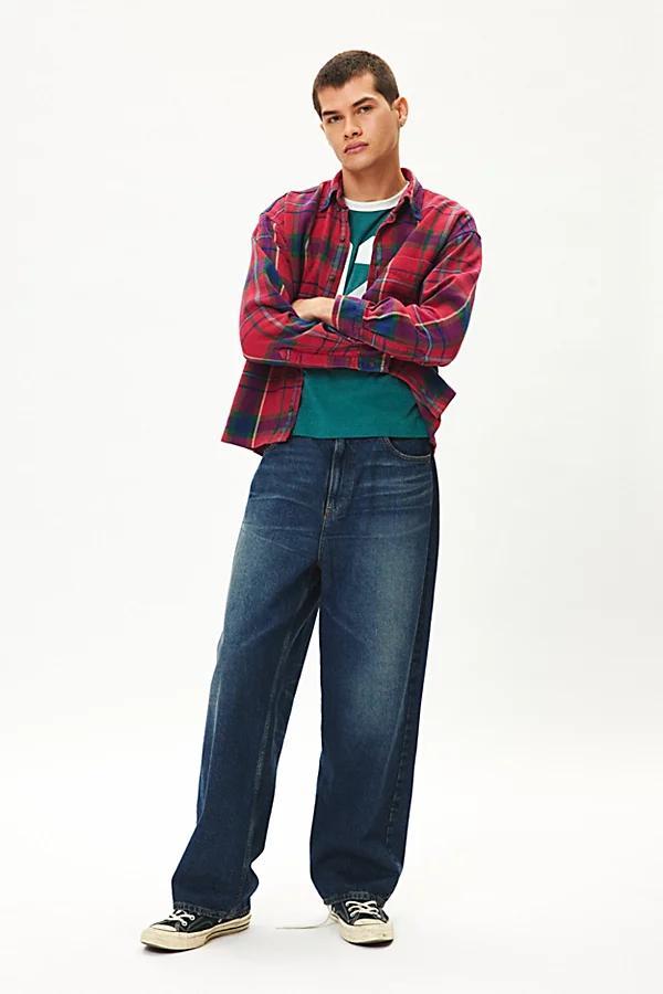 Urban Renewal Remade Cropped Heavy Flannel Long Sleeve Shirt Mens at Urban Outfitters Product Image