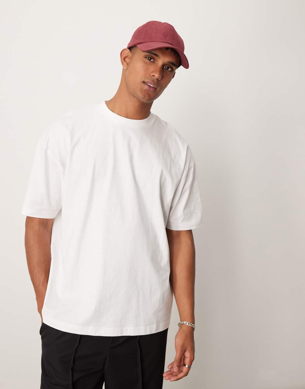 ASOS DESIGN oversized t-shirt with celestial back print in white Product Image