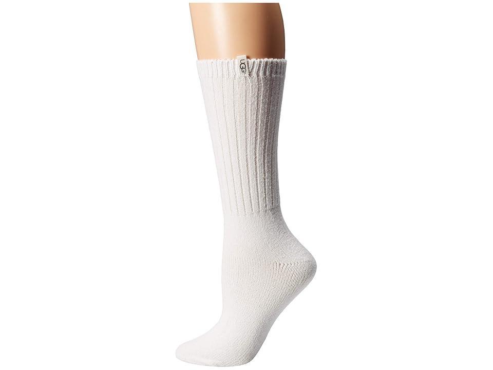 UGG Womens Rib Knit Slouchy Crew Sock Polyester Blend/Recycled Materials Socks in White/ Product Image
