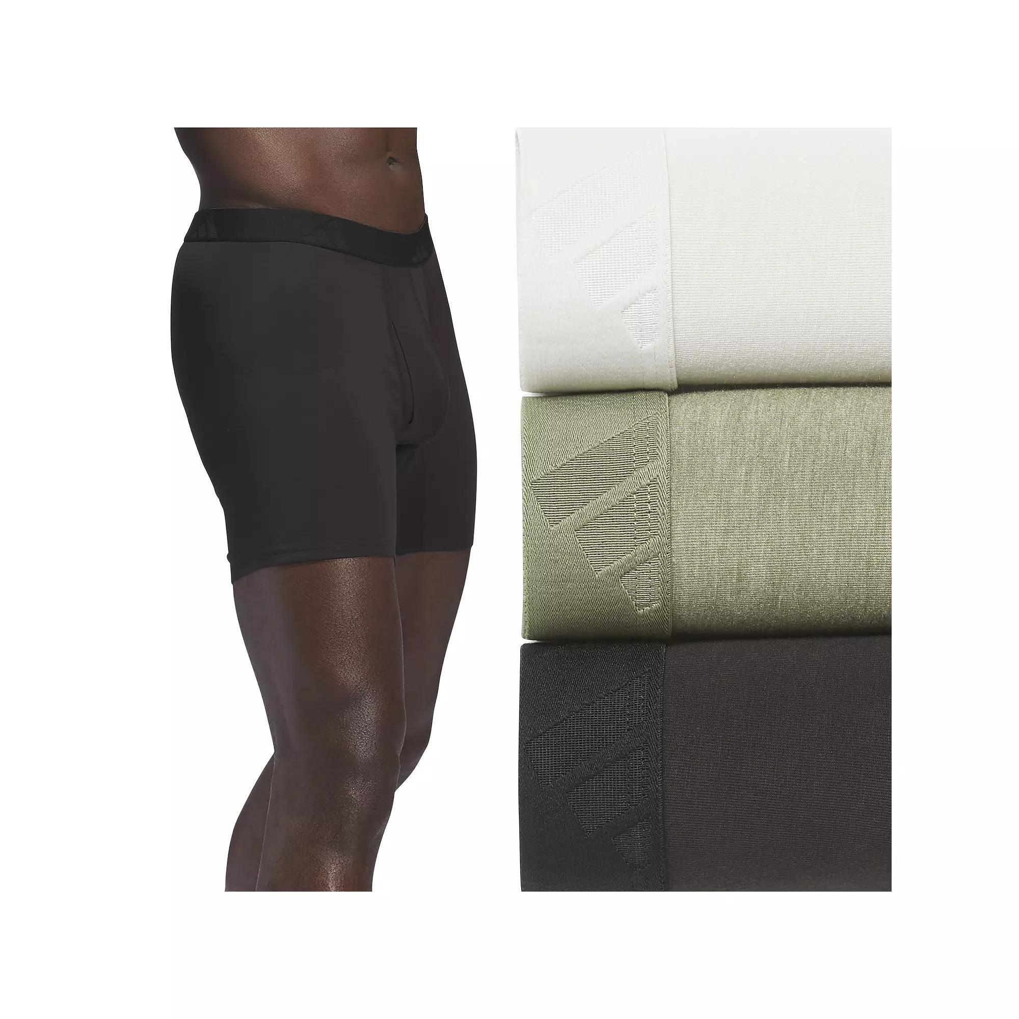 Men's adidas 3-Pack Luxe Comfort Boxer Briefs, Size: Medium, Black Grey Olive Product Image