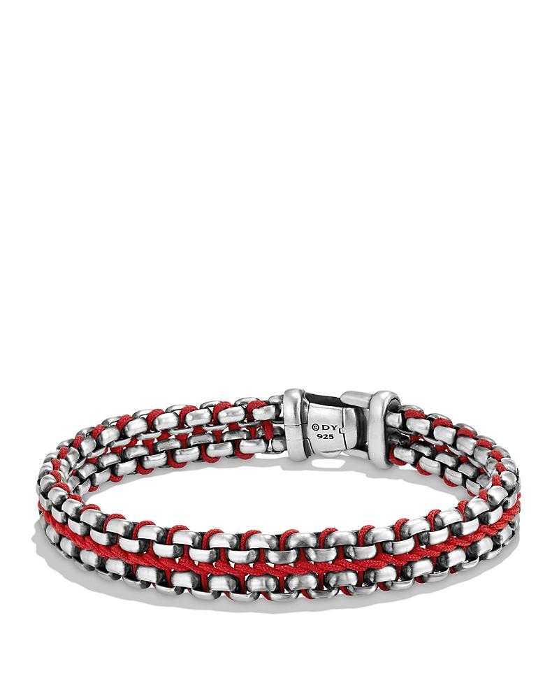 David Yurman Mens Woven Box Chain Bracelet in Sterling Silver with Blue Nylon, 12mm Product Image