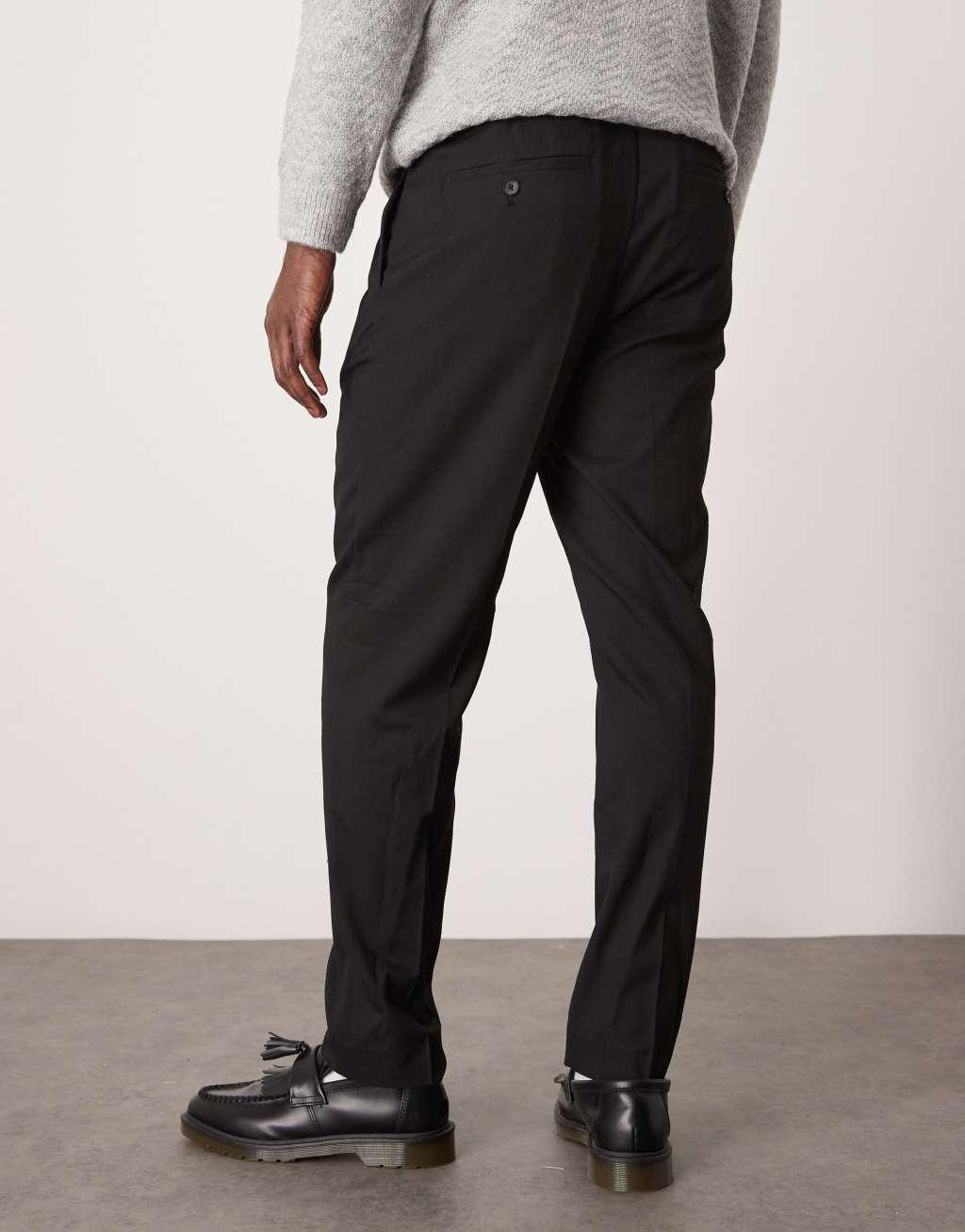 Selected Homme relaxed tapered fit waistband pants in black Product Image