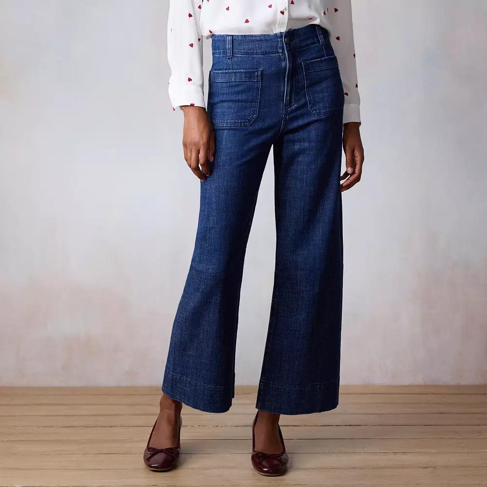 Womens LC Lauren Conrad Super High-Rise Wildflower Wide Leg Cropped Pants Product Image