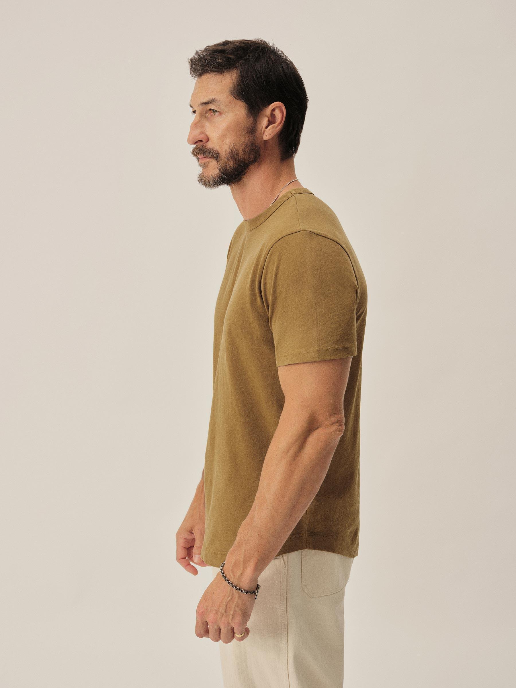 Mustard Venice Wash Slub Curved Hem Tee Product Image