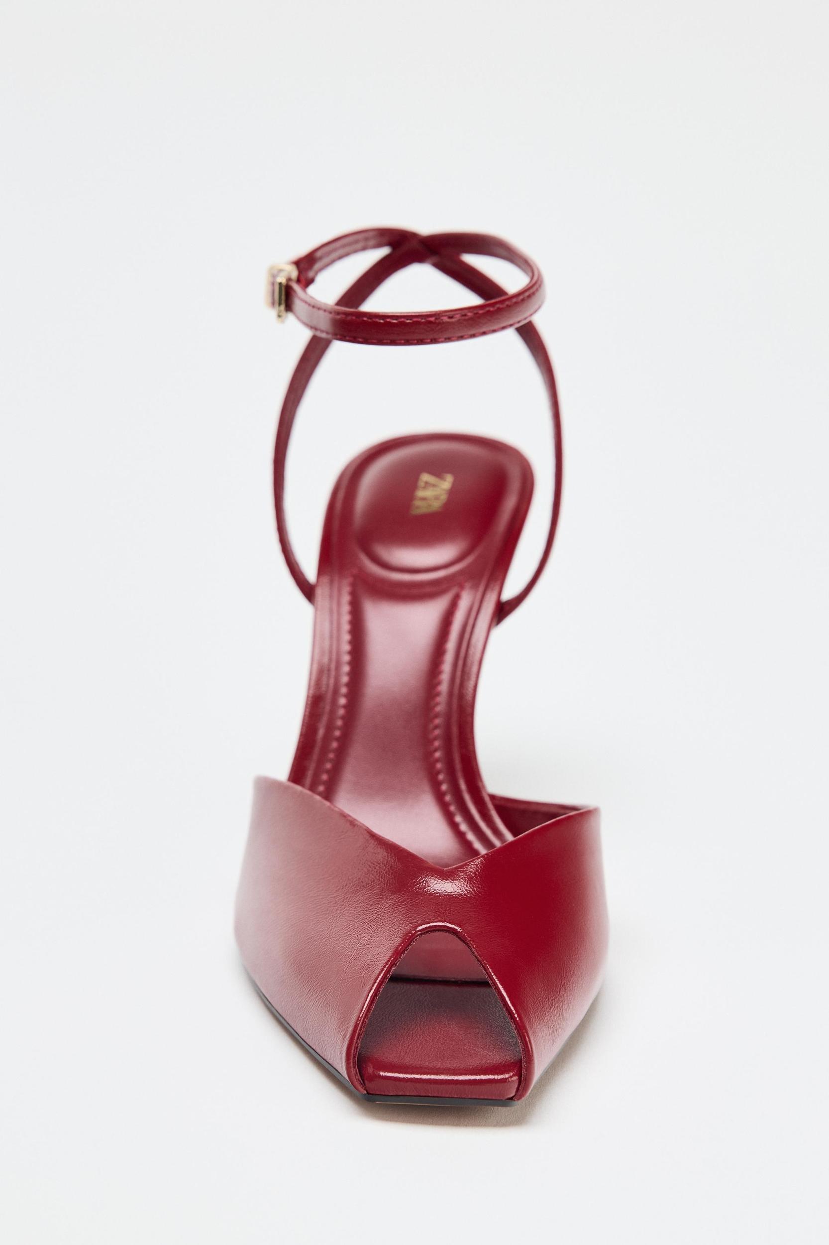 STILETO HEELED ANKLE STRAP SANDALS Product Image