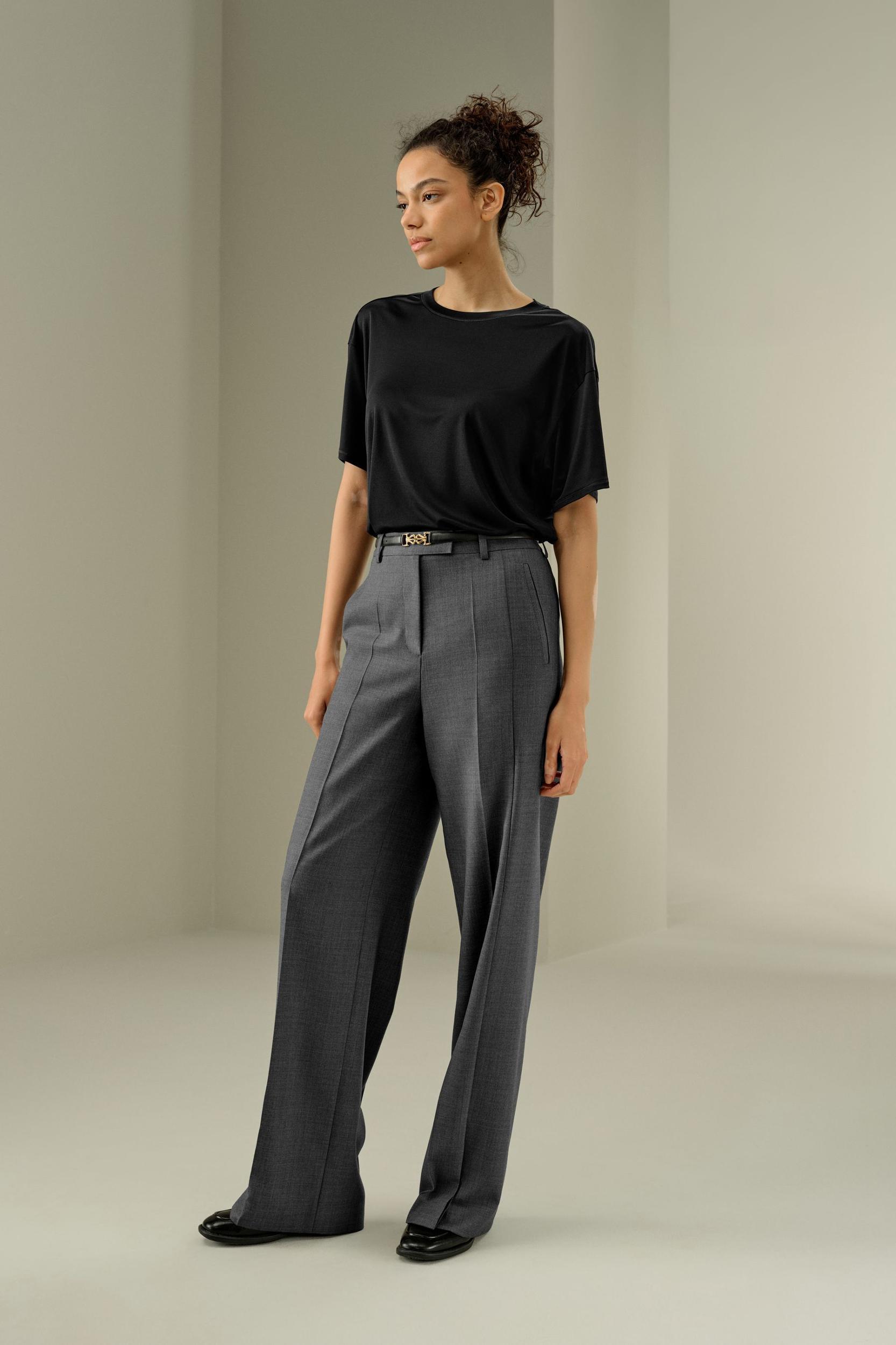 Wool Silk Blend Straight Pants Product Image