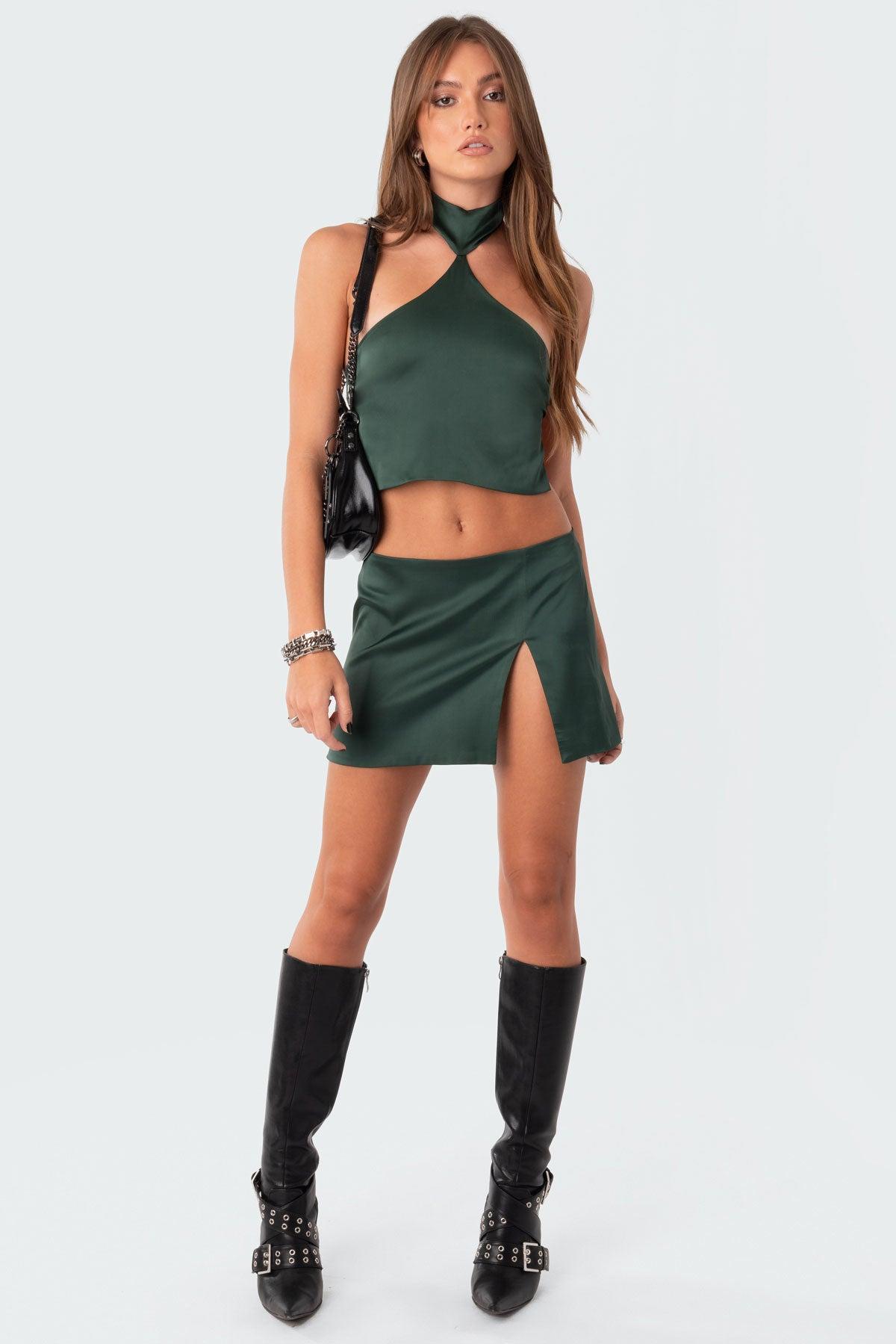 Daina Satin Effect Open-Back Crop Top Product Image