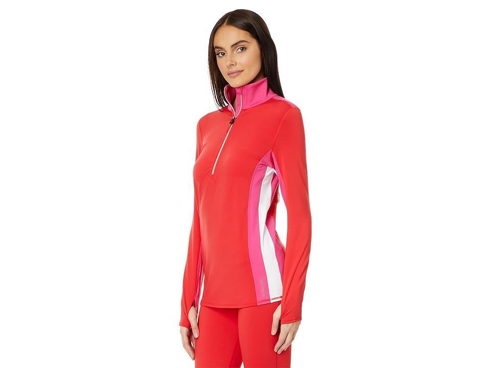 Hot Chillys Micro Elite Chamois Color-Block Zip-T Granite/White) Women's Clothing Product Image