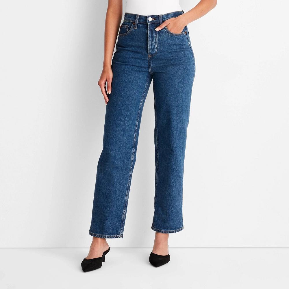Womens Highest-Rise Straight Ankle Jeans - Universal Thread Blue 0 Product Image