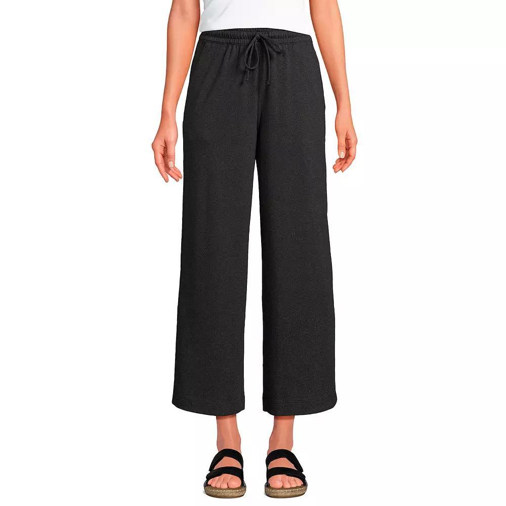 Women's Lands' End Sport Knit Pull-On Wide Leg Crop Pants, Size: XL, Dark Grey Heather Product Image
