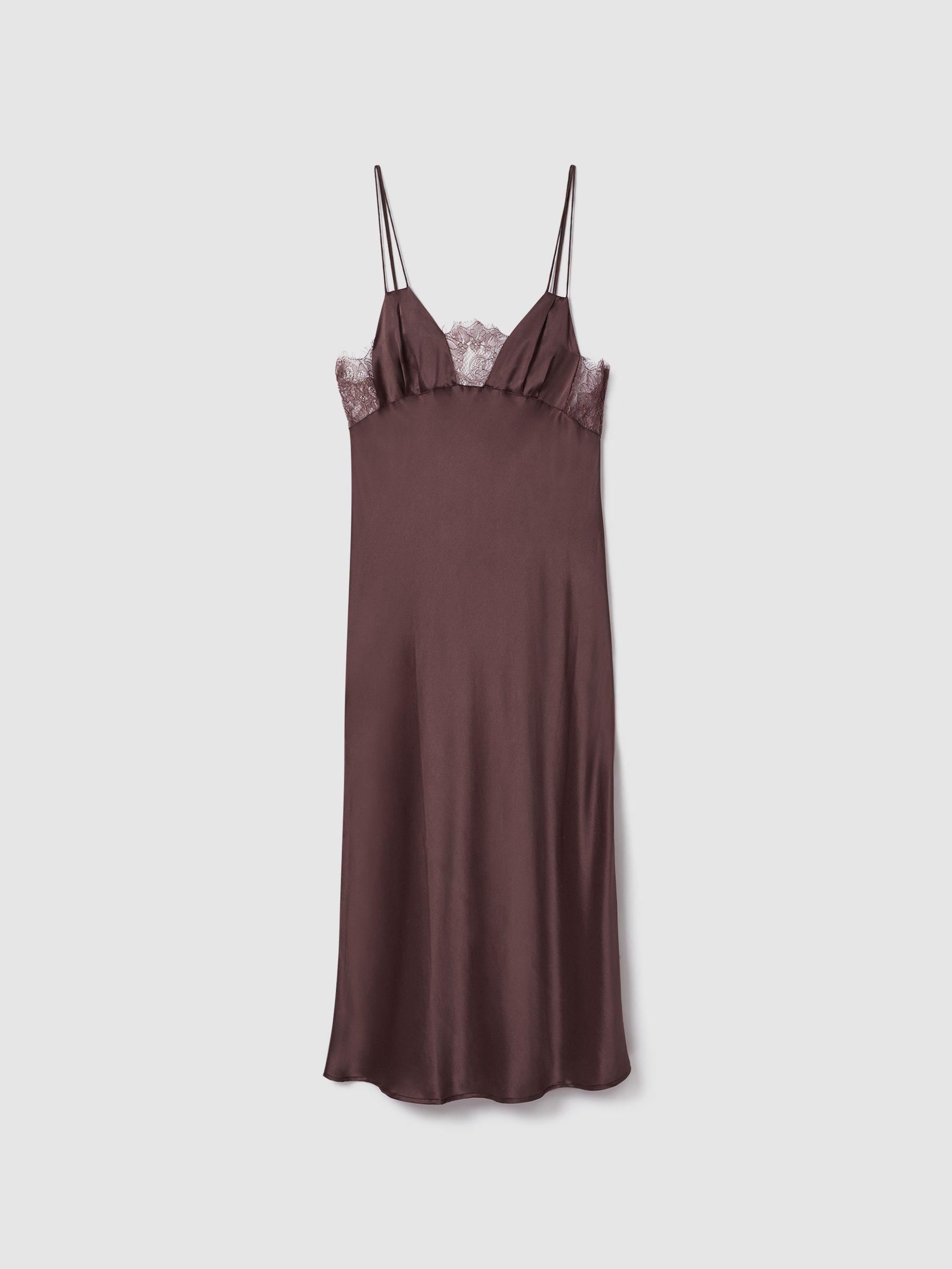 Maison Essentiele Silk Nightdress in Chocolate Product Image