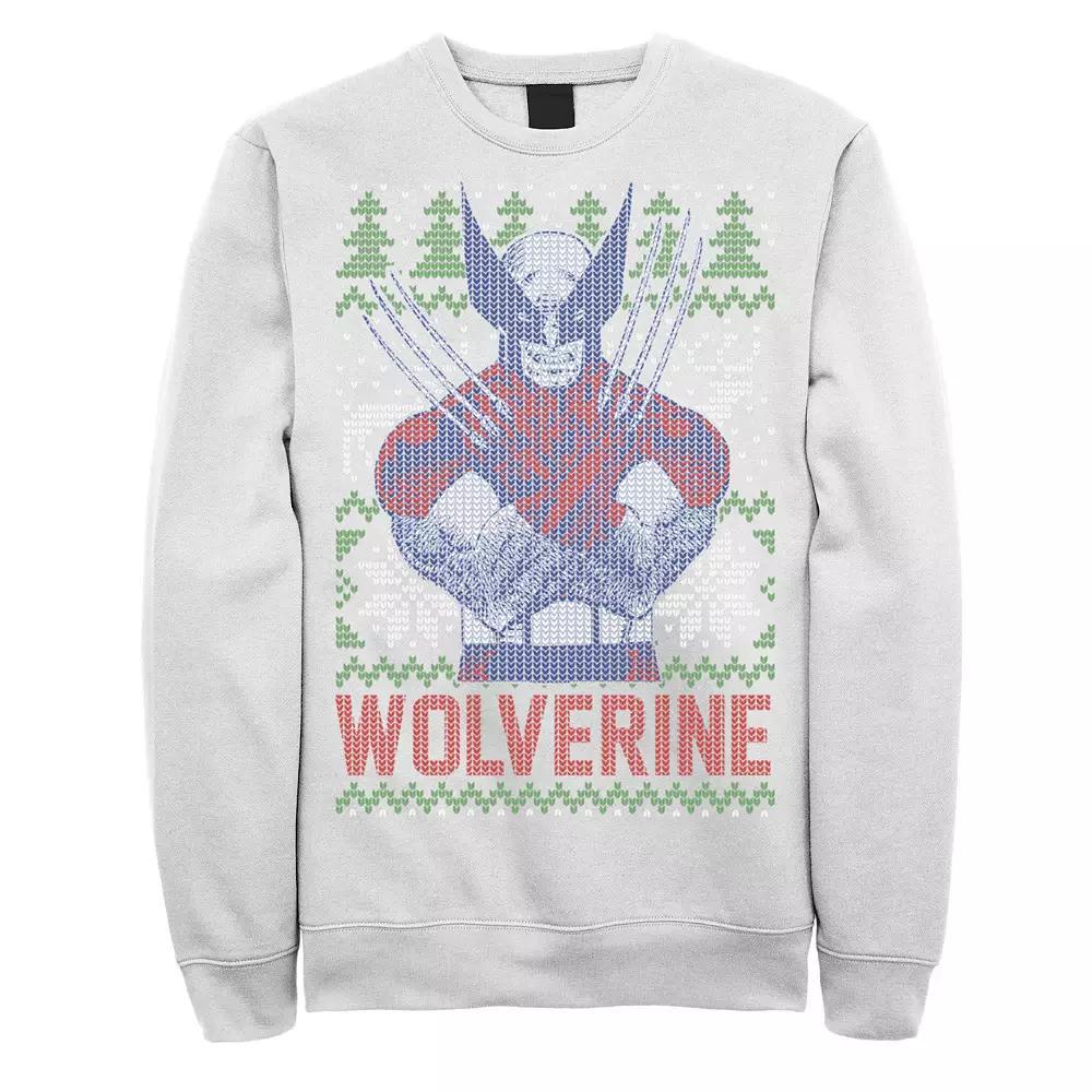 Mens Marvel X-Men Wolverine Christmas Tree Ugly Sweatshirt Product Image