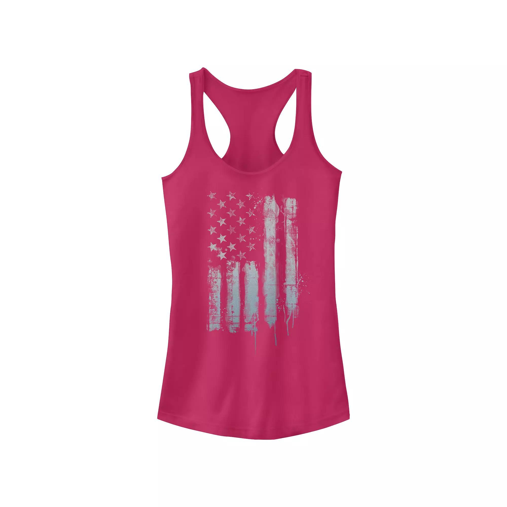 Juniors' Rustic American Flag Paint Drip Tank Top, Girl's, Size: XL, Black Product Image
