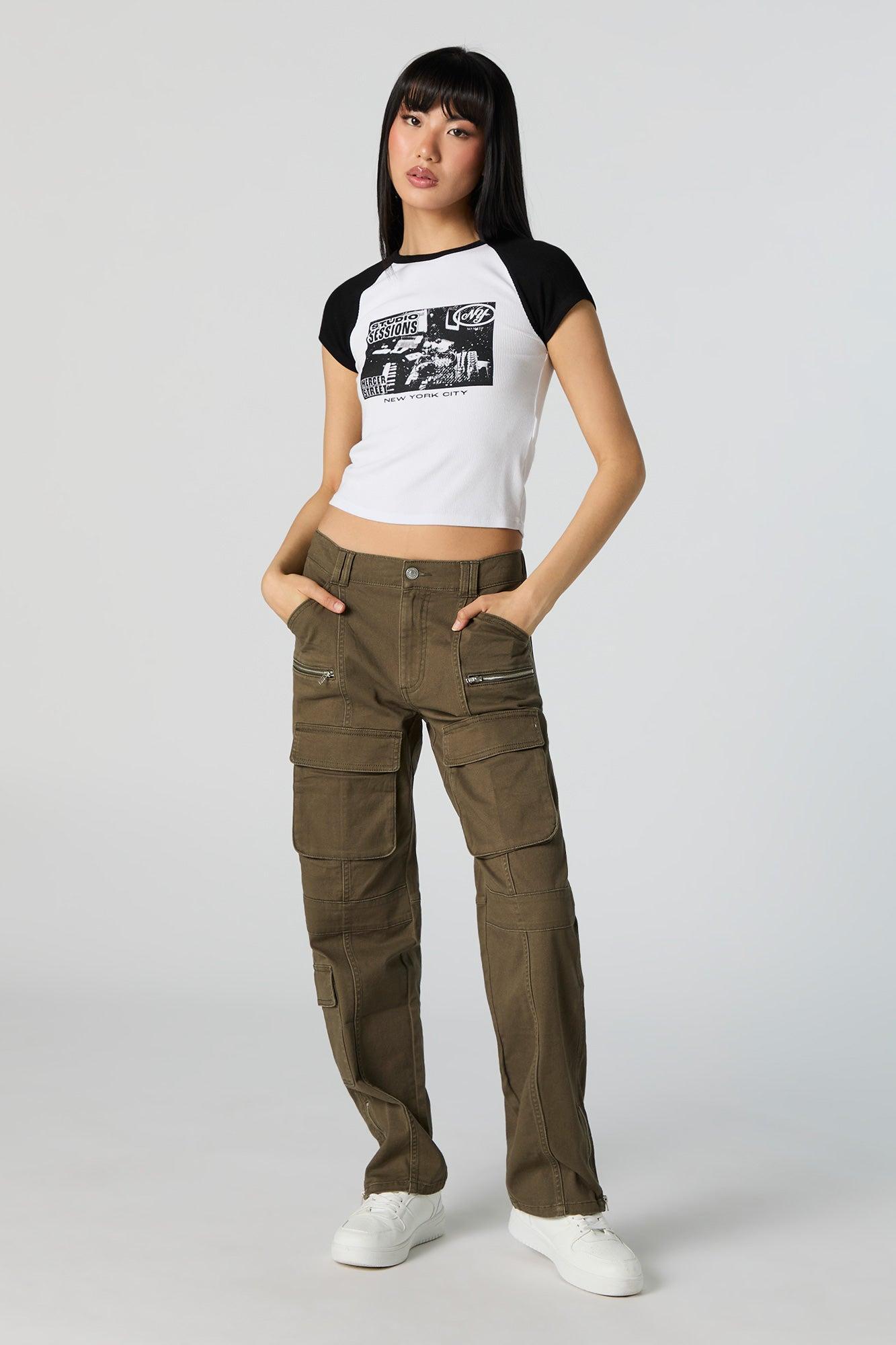 Zipper Hem Straight Leg Cargo Pant Female Product Image