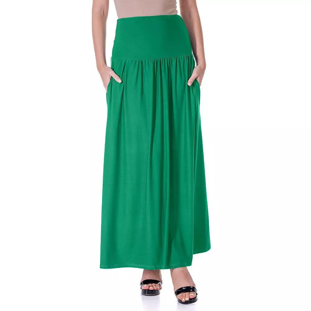 Women's 24Seven Comfort Apparel Foldover Maxi Skirt With Pockets, Size: Medium, Green Product Image