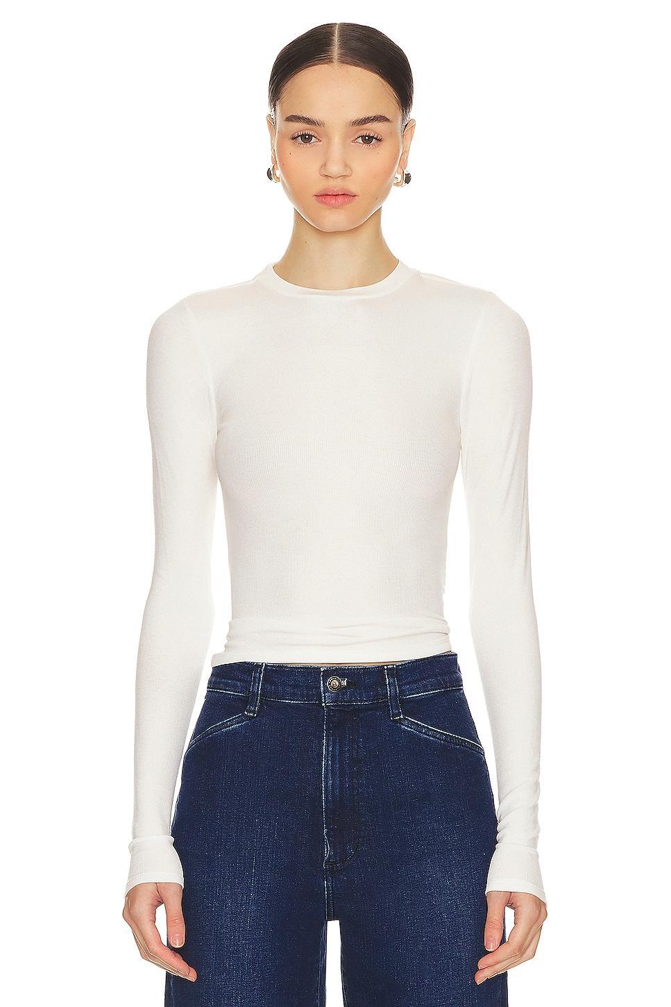 Lovers and Friends Hailey Long Sleeve Tee in White Product Image