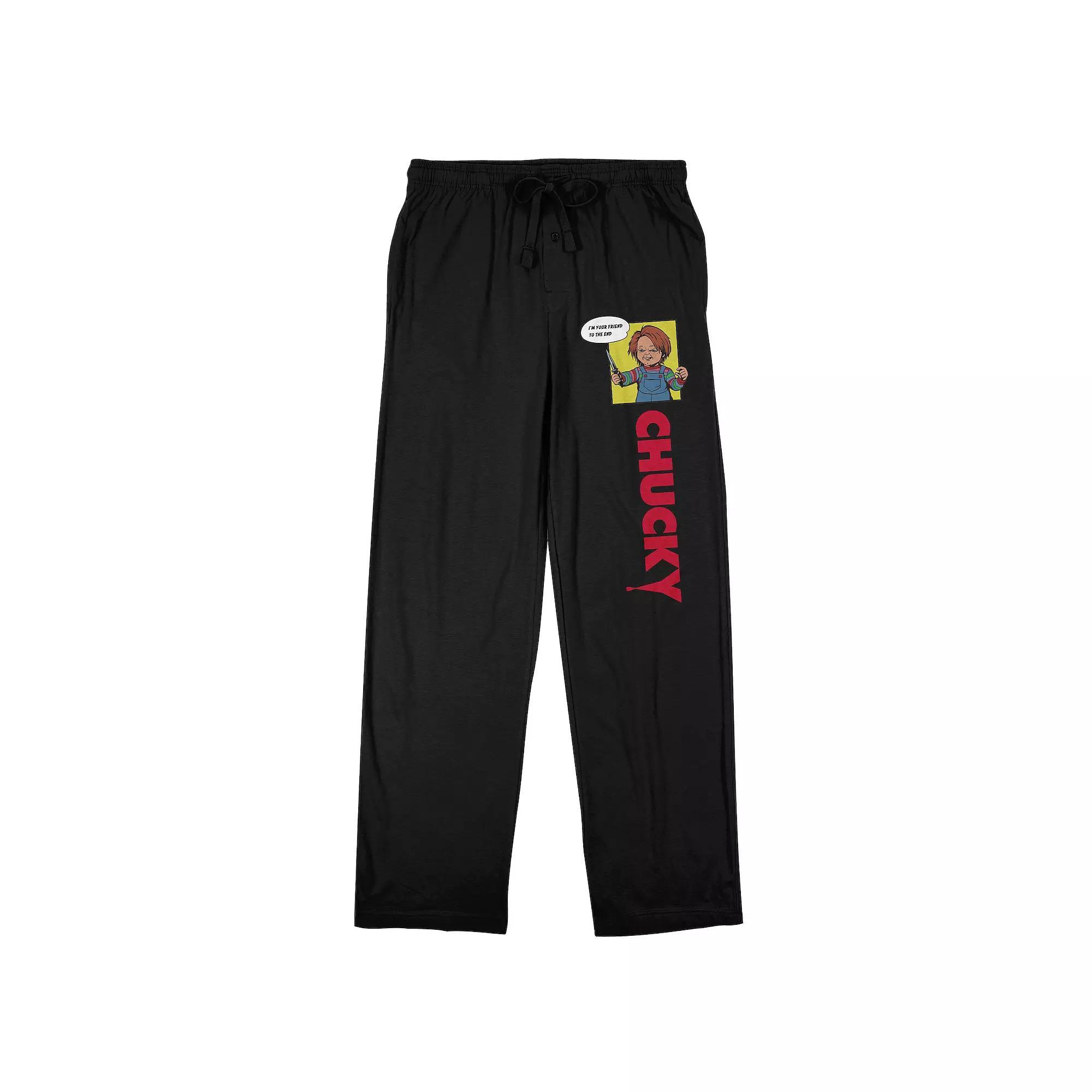 Men's Chucky Character Logo Pajama Pants, Size: XL, Black Product Image