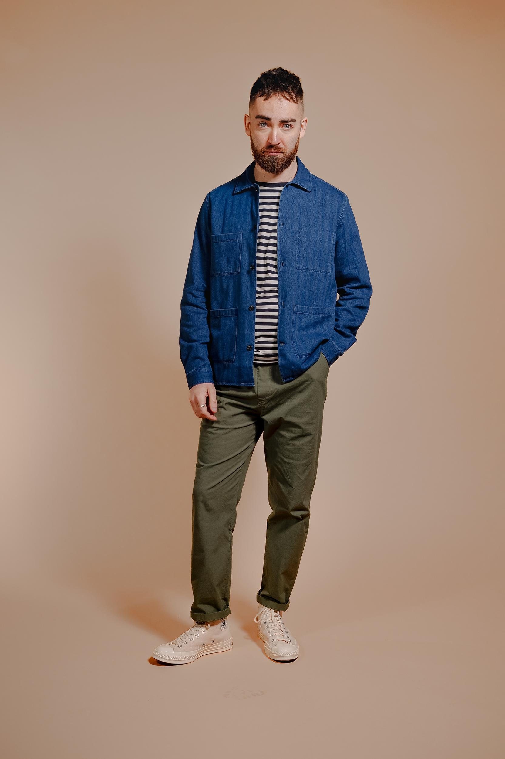 Indigo Herringbone Atelier Overshirt Product Image