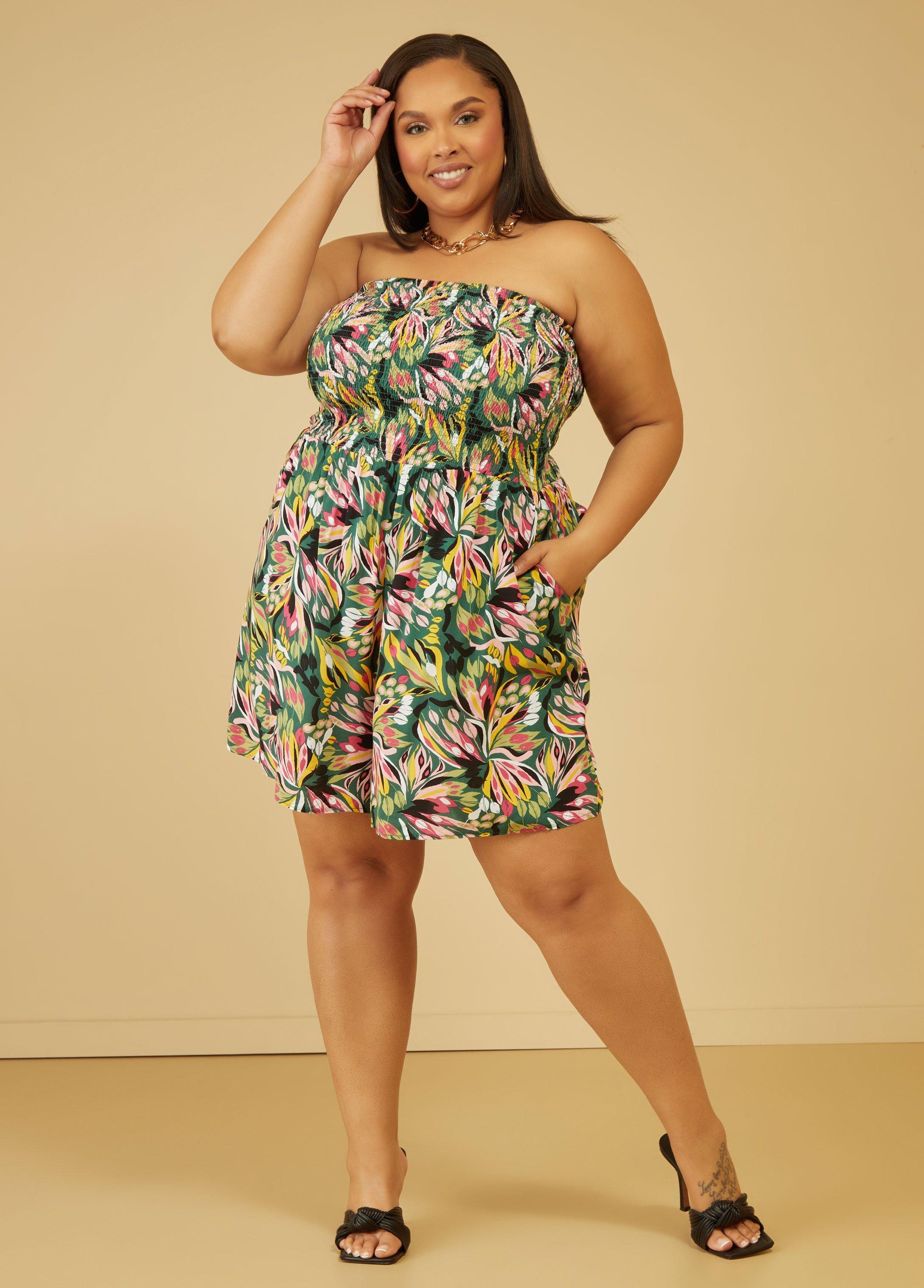 Strapless Floral Print Romper Product Image