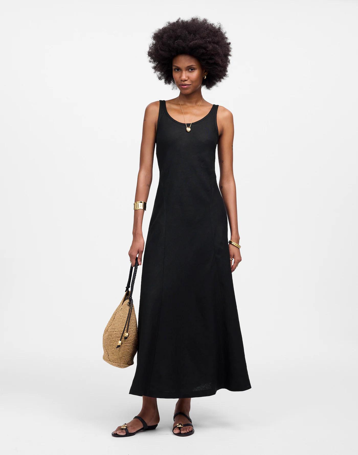 Scoopneck Sleeveless Midi Dress in 100% Linen Product Image