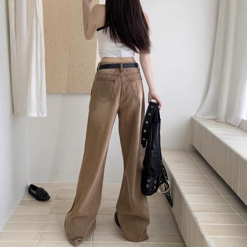 High Rise Washed Wide Leg Jeans Product Image