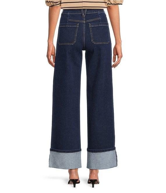 Gibson & Latimer Denim High Rise Pocket Front Wide Cuffed Ankle Length Jeans Product Image