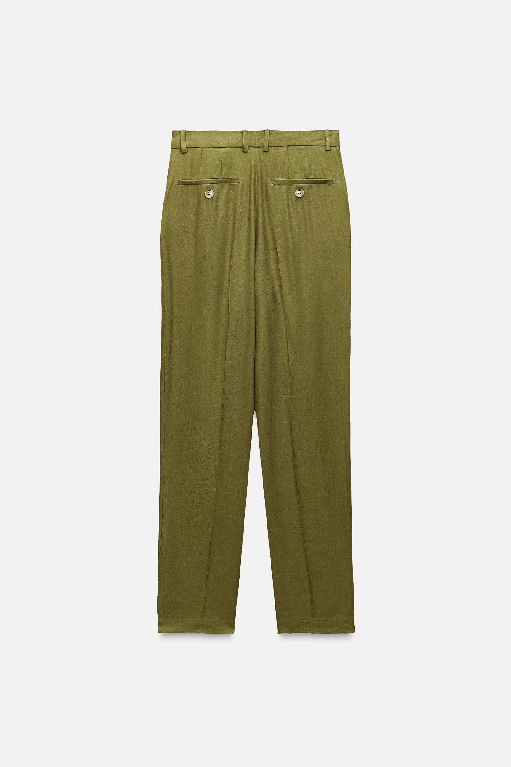 LINEN BLEND PLEATED PANTS Product Image