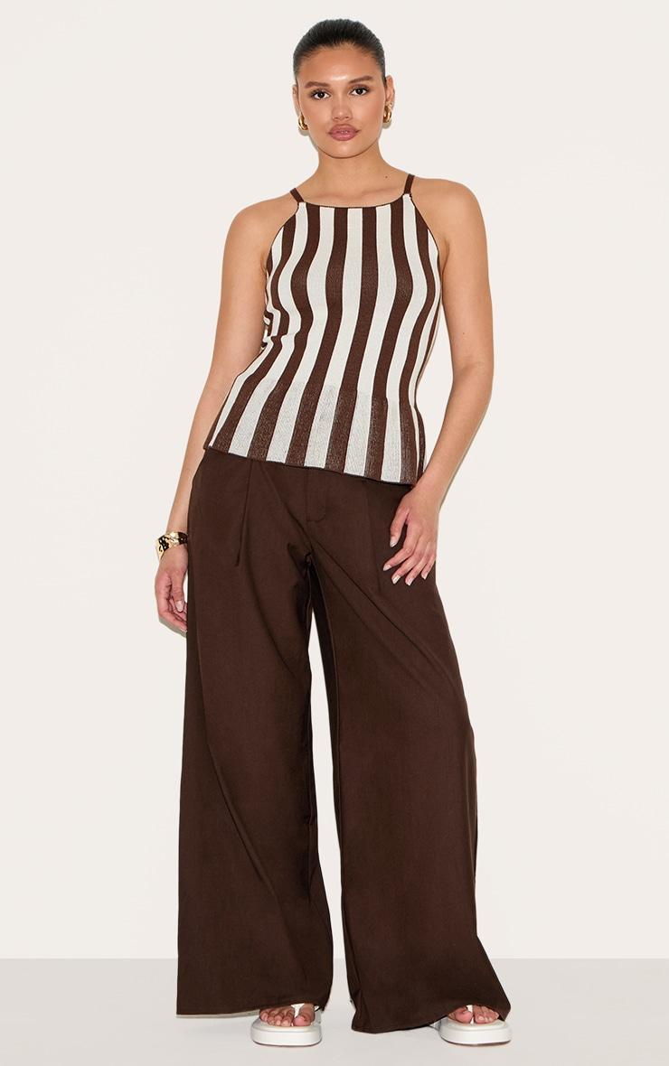 Chocolate Stripe Peplum Cami Top Product Image