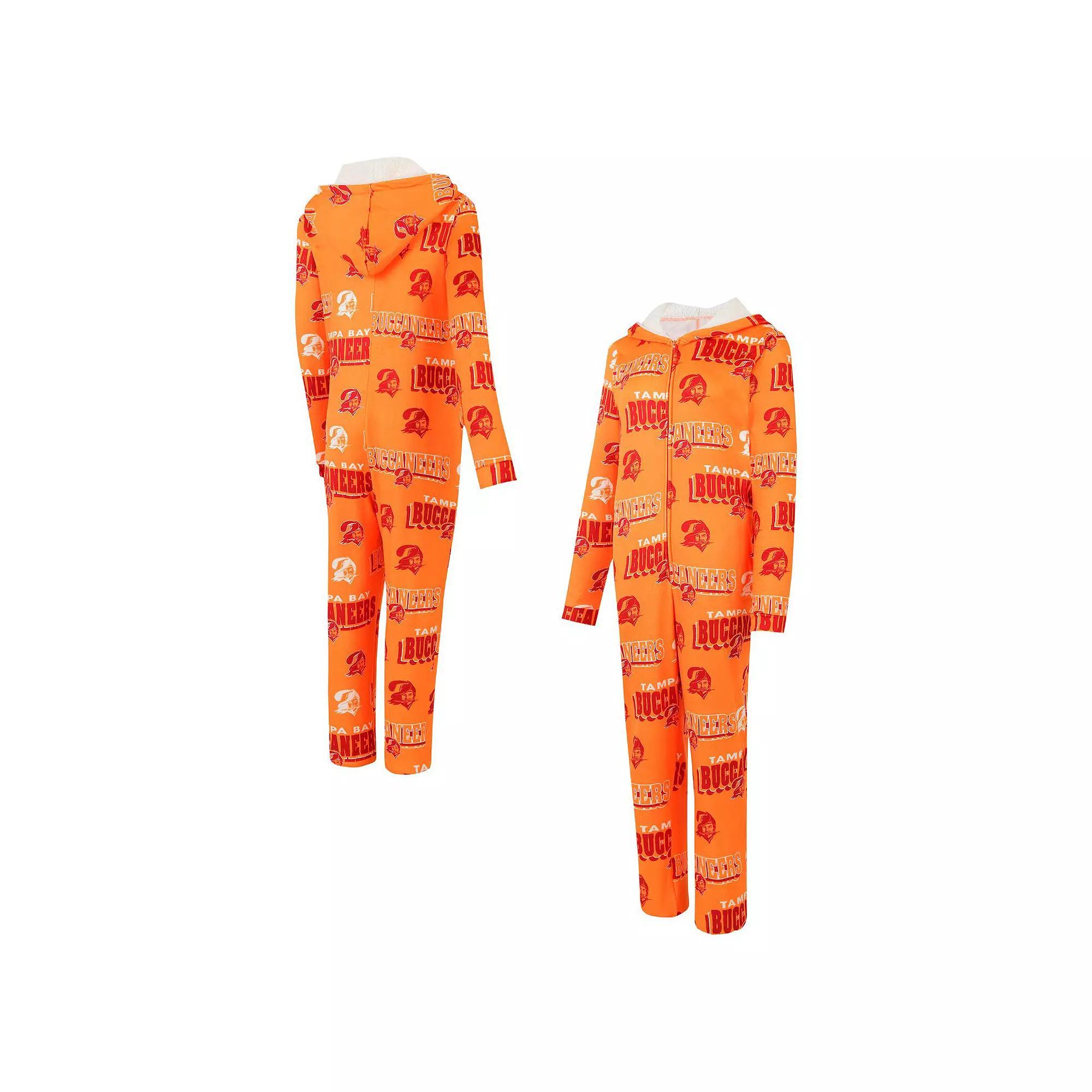 Women's Concepts Sport Orange Tampa Bay Buccaneers Throwback Roadway Allover Print Microfleece Full-Zip Union Suit, Size: XL Product Image