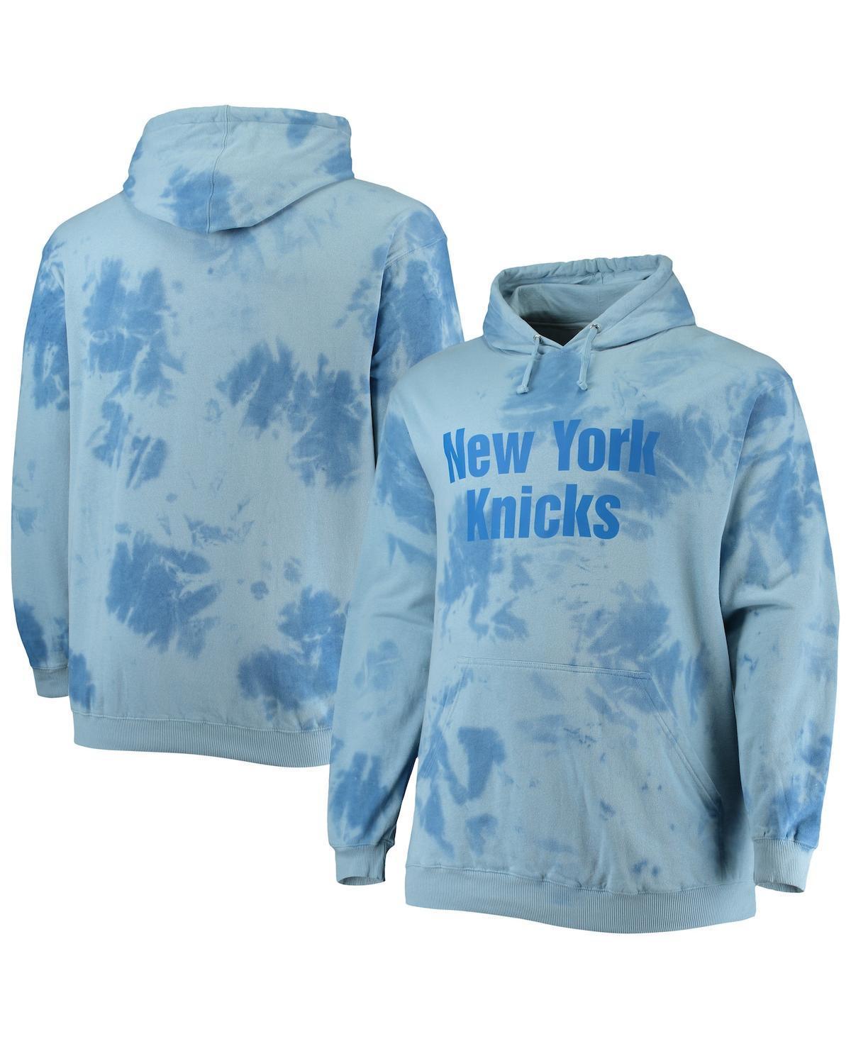 Men's Fanatics Branded Blue New York Knicks Big & Tall Wordmark Cloud Dye Pullover Hoodie, Size: 2XLT Product Image