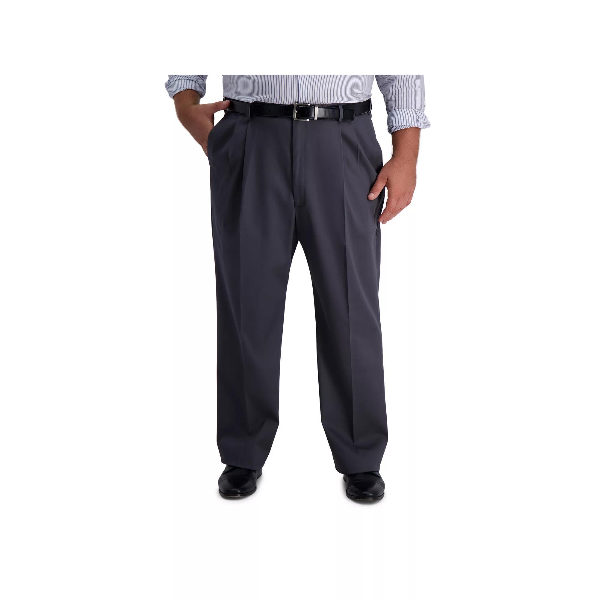 Big & Tall Haggar Iron-Free Premium Khaki Classic-Fit Pleat Pants, Mens Product Image